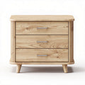 Wooden nightstand with three drawers in natural finish 40 x 30 x 40cm
