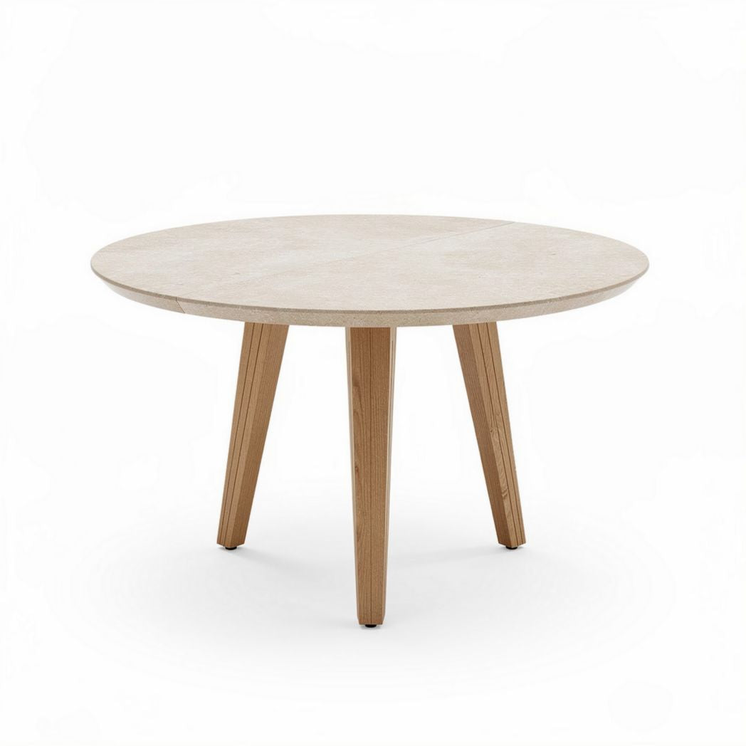 Round dining table made of wood in natural finish 100 x 100 x 75cm
