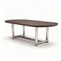 Oval wooden table with stainless steel legs 180 x 90 x 75cm for dining or office use