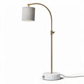 Arc floor lamp with marble base and gray fabric shade 30 x 20 x 50cm