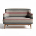 Two-seater sofa with striped fabric upholstery and wooden legs 150 x 80 x 75cm