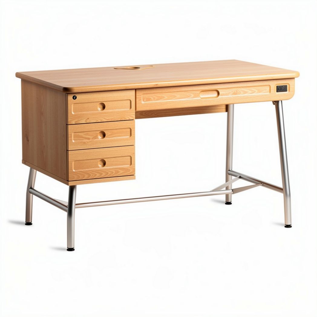 Wooden office desk with three drawers and metal legs 120 x 60 x 75cm