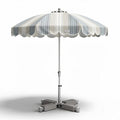 Striped patio umbrella with aluminum frame and 200 x 200 x 250cm dimensions