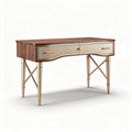 Wooden writing desk with gold accents and storage drawer 120 x 60 x 75cm